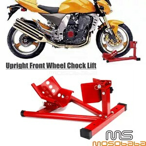 オートバイ バイク フロント タイヤ ホイール チョック スタンド パドック ガレージ トランスポート - レッド Motorcycle Motorbike Front Tire Wheel Chock Stand Paddock Garage Transport - Red 【並行輸入品】|カスタムパーツ WORLD倉庫