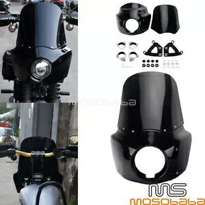 ヘッドライトフェアリング 15インチフロントガラスキット付き ハーレーFXBBS FXBB FXST FXDB FXDLS用 Headlight Fairing w/ 15\