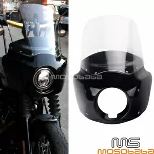 フロントヘッドライトフェアリング 15インチクリアフロントガラスキット付き ハーレーFXBBS FXBB FXDLS用 Front Headlight Fairing w/ 15\