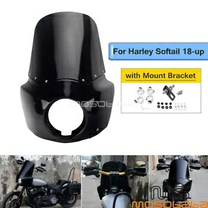 ブラック ヘッドライト フェアリング ハーレー ローライダー FXLR 18-20 ソフテイル スタンダード FXST 22用 Black Headlight Fairing For Harley Low Rider FXLR 18-20 Softail Standard FXST 22 【並行輸入品】