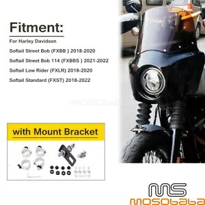 ABS ヘッドライトフェアリング 11 インチスモークフロントガラス付き ハーレーストリートボブ FXBB 18-20用 ABS Headlight Fairing w/11'' Smoke Windshield For Harley Street Bob FXBB 18-20 【並行輸入品】