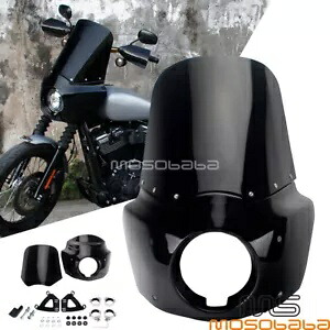 ハーレーダイナFXDB用ヘッドライトエクステンションブロック付きヘッドライトフェアリングフロントガラス Headlight Fairing Windshield w/ Headligh Extension Blocks For Harley Dyna FXDB 【並行輸入品】