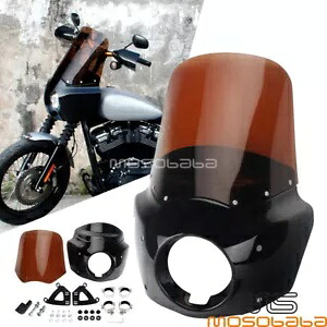 ヘッドライト フェアリング スモーク フロントガラス ヘッドライト延長ブロック付き ハーレー 06-17用 Headlight Fairing Smoke Windshield w/ Headligh Extension Blocks For Harley 06-17 【並行輸入品】|カスタムパーツ WORLD倉庫