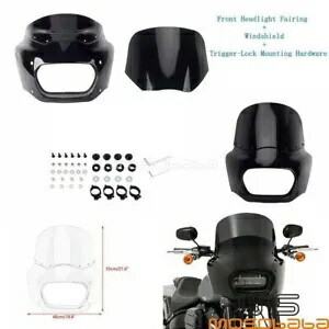 フロントヘッドライトフェアリング 11インチフロントガラス付き ハーレーソフテイル ファットボブ FXFB FXFBS用 Front Headlight Fairing w/ 11\