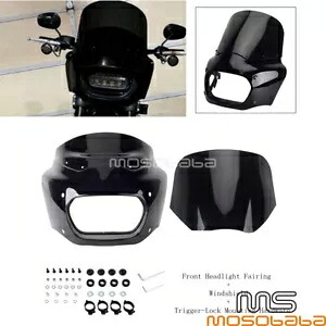 フロントヘッドライトフェアリング 11インチフロントガラス付き ハーレーソフテイル ファットボブ FXFB FXFBS用 Front Headlight Fairing w/ 11" Windshield For Harley Softail Fat Bob FXFB FXFBS 【並行輸入品】｜カスタムパーツ WORLD倉庫