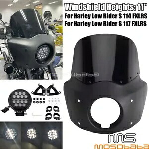 ハーレー FXLRS 11 インチ フロントガラス フロントフェアリング 5.75 インチ LED ヘッドライトキット付き 2020-23 For Harley FXLRS 11\