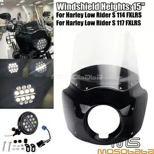 ハーレー FXLRS 114117 調整可能なフロントフェアリングフロントガラス LED Hi/Low ヘッドライト For Harley FXLRS 114117 Adjustable Front Fairing Windshield LED Hi/Low Headlight 【並行輸入品】