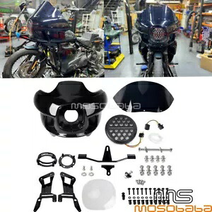 アッパーフェアリング & フロントガラス 7 インチ LED ヘッドライト付き ハーレーストリートボブ FXDB 2007-17用 Upper Fairing & Windshield w/7" LED Headlight For Harley Street Bob FXDB 2007-17 【並行輸入品】|カスタムパーツ WORLD倉庫
