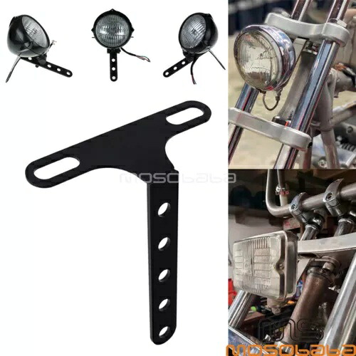 BMW ハーレー スポーツスター チョッパー ボバー用 ブラック 調整可能なヘッドライト マウント ブラケット Black Adjustable Headlight Mount Bracket For BMW Harley Sportster Chopper Bobber 【並行輸入品】