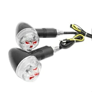 オートバイ LED スカルターンシグナルライトインジケーターランプハーレーホンダヤマハ Motorcycle LED Skull Turn Signal Lights Indicators Lamp For Harley Honda Yamaha 【並行輸入品】