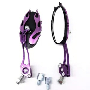 パープルオートバイバックミラー 8MM 10MM フレームハンドルバーミラーオールドスクール Purple Motorcycle Rearview Mirrors 8MM 10MM Flame Handlebar Mirrors Old School 【並行輸入品】