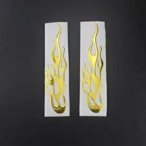 2 個ゴールドオートバイ車 3D 炎火災反射ステッカービニールデカールオールドスクール 2pcs Gold Motorcycle Car 3D Flame Fire Reflective Sticker Vinyl Decal Old School 【並行輸入品】