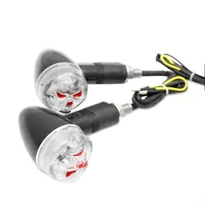 ユニバーサルオートバイスカル 3D ターンシグナルライトインジケーターウインカーアンバーライト Universal Motorcycle Skull 3D Turn Signal Light Indicator Blinker Amber Light 【並行輸入品】