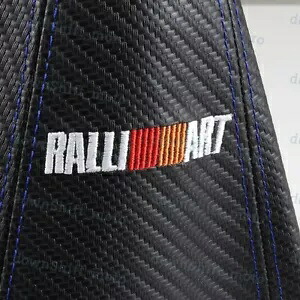RALLIART シフトノブ シフター ブーツ カバー MT/AT カーボンファイバー ルック ブルーステッチ RALLIART shift knob Shifter Boot Cover MT/AT Carbon Fiber Look w/ Blue Stitches 【並行輸入品】