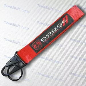 ダッジレッドレーシングキーホルダーメタルキーリングフックストラップストラップナイロンユニバーサル For Dodge RED Racing Keychain Metal key Ring Hook Strap Lanyard Nylon Universal 【並行輸入品】
