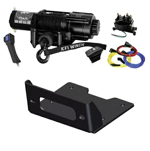 KFI AS-50WX 5000ポンド幅合成ロープウインチ&ジョンディアXUV 835/865用マウント KFI AS-50WX 5000lb wide synthetic rope winch & mount for John Deere XUV 835/865 【並行輸入品】