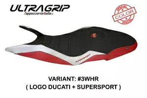 Ducati Supersport 2017-2019 Tappezzeria Italia ホワイト - レッド シートカバー 滑り止め Ducati Supersport 2017-2019 Tappezzeria Italia WHITE - RED Seat cover Anti slip 【並行輸入品】