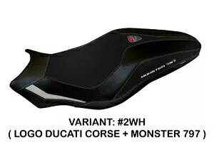Ducati Monster 797 Tappezzeria Italia ホワイト シートカバー 滑り止めデザイン Ducati Monster 797 Tappezzeria Italia White Seat cover Anti slip Design 【並行輸入品】