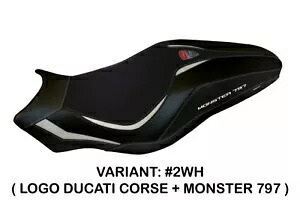 Ducati Monster 797 Tappezzeria Italia ホワイト シートカバー 滑り止めデザイン Ducati Monster 797 Tappezzeria Italia White Seat cover Anti slip Design 【並行輸入品】
