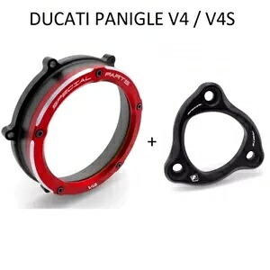 Ducati V4 / V4S Ducabike クリア クラッチ カバー & スプリング リテーナー レッド カバー & ブラック Ducati V4 / V4S Ducabike Clear Clutch Cover & Spring Retainer Red Cover & Black 【並行輸入品】