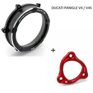 Ducati V4 / V4S Ducabike クリア クラッチ カバー & スプリング リテーナー ブラック カバー & レッド Ducati V4 / V4S Ducabike Clear Clutch Cover & Spring Retainer Black cover & red 【並行輸入品】