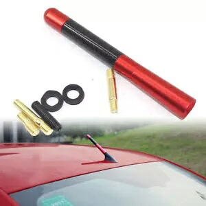 4.7 ' 車用カーボンファイバー + 赤ネジラジオショートアンテナ、ネジ付きキット交換 4.7' Car Carbon Fiber+Red Screw Radio Short Antenna w/ screws Kit Replacement 【並行輸入品】