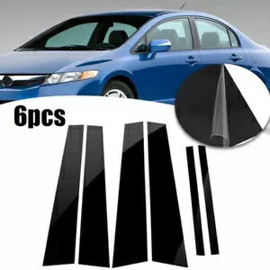 2006-11 ホンダ シビック ウィンドウピラーポスト成形カバー ドアトリム グロスブラック For 2006-11 Honda Civic Window Pillar Posts Molding Cover Door Trims Gloss Black 【並行輸入品】