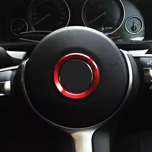 1x レッドステアリングホイールセンターリングカバートリムアルミ装飾アクセサリー BMW 1x Red Steering Wheel Center Ring Cover Trim Aluminum Decor Accessories For BMW 【並行輸入品】
