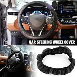 カーボンブラックレザー車のステアリングホイールカバーアンチスリップアクセサリートヨタ用 Carbon Black Leather Car Steering Wheel Cover Anti Slip Accessories For Toyota 【並行輸入品】