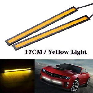 2X 12V LED ストリップ DRL デイタイムランニングライト フォグコブカーランプ ドライビングイエロー 2X 12V LED STRIP DRL DAYTIME RUNNING LIGHTS FOG COB CAR LAMP DRIVING YELLOW 【並行輸入品】