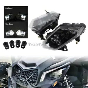 ペア LED ヘッドライト アセンブリ LH/RH Can-Am Maverick X3 2017--2021 に対応 Pair LED Headlights Assembly LH/RH Compatible with Can-Am Maverick X3 2017--2021 【並行輸入品】