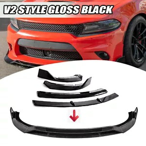 グロスブラック 2015-2023 2024 ダッジ チャージャー SRT スタイル フロントバンパー リップ スプリッター Gloss Black For 2015-2023 2024 Dodge Charger SRT Style Front Bumper Lip Splitter 【並行輸入品】