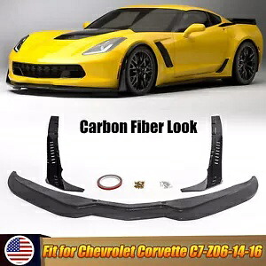 14～19 コルベット C7 Z06 ステージ 4 カーボンルック フロント リップ スプリッター サイド ウイングレットに適合します。 Fits 14~19 Corvette C7 Z06 Stage 4 Carbon Look Front Lip Splitter Side Winglets- 【並行輸入品】