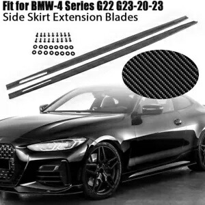 サイドスカートエクステンション 20-23 BMW 4 シリーズ G22 G23 430i AC スタイルカーボンファイバー用 Side Skirts Extension For 20-23 BMW 4 Series G22 G23 430i AC Style Carbon Fiber 【並行輸入品】