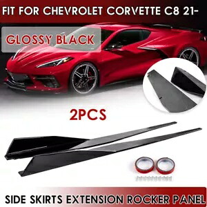 2x 5VM スタイル光沢のある黒のサイドスカート延長リップコルベット C8 2020-2023 24 2x 5VM Style Glossy Black Side Skirts Extension Lip For Corvette C8 2020-2023 24 【並行輸入品】