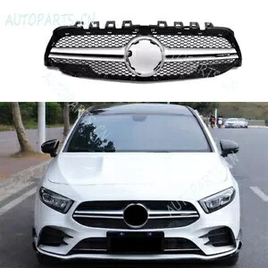 ベンツ A クラス 2019-22 シルバーブラックフロントセンターメッシュグリルグリルカバートリム For Benz A-Class 2019-22 Silver Black Front Center Mesh Grille Grill Cover Trim 【並行輸入品】