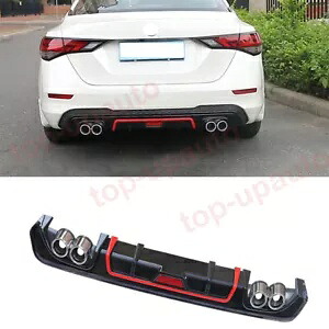 日産セントラ 2020-2022 黒 + 赤リアロアバンパーリップスポイラープレートトリム For Nissan Sentra 2020-2022 Black+RED Rear Lower Bumper Lip Spoiler Plate Trim 【並行輸入品】