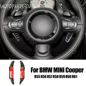 ブラックカーボンファイバー車のステアリングホイールシフターパドル BMW ミニクーパー R55 R56 Black Carbon Fiber Car Steering Wheel Shifter Paddle For BMW Mini Cooper R55 R56 【並行輸入品】