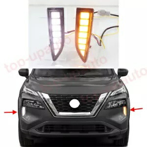 日産ローグ 2021-2022 LED フォグランプデイタイムランニングライトウインカー 2PC For Nissan Rogue 2021-2022 LED Fog Lamp Daytime Running Light turn signal 2PC 【並行輸入品】
