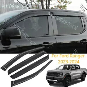 フォードレンジャー 2023-24 PC 黒不透明窓換気サンバイザーレインシールド For Ford Ranger 2023-24 PC Black Opaque Window Ventilated Sun Visor Rain Shield 【並行輸入品】