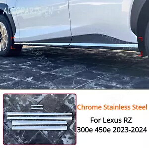 レクサス RZ 300e 450e 23-24 ステンレス鋼ボディサイドドアモールディングカバートリム For Lexus RZ 300e 450e 23-24 Stainless Steel Body Side Door Mouldings Cover Trim 【並行輸入品】
