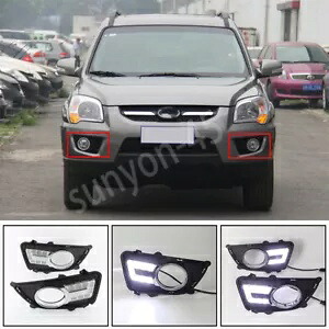 起亜 Sportage 2009-2010 ホワイト LED デイタイムランニングライト DRL フォグランプ 1 セット For Kia Sportage 2009-2010 White LED Daytime Running Light DRL Fog Lamp 1SET 【並行輸入品】