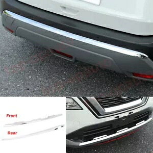 日産ローグ 2021-2022 ABS クロームフロント + リアバンパーモールディングカバートリム 2PC For Nissan Rogue 2021-2022 ABS Chrome Front +Rear Bumper Moulding Cover Trim 2PC 【並行輸入品】