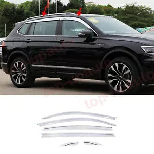 VW ティグアン 2018-2023 クロームドアウィンドウバイザーベントシェードサンレインガード 6 個 For VW Tiguan 2018-2023 chrome Door Window Visor Vent Shades Sun Rain Guard 6PCS 【並行輸入品】