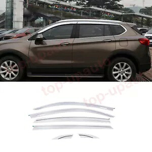 ビュイックエンビジョン 2017-2020 クロームドアウィンドウバイザーベントシェードサンレインガード For Buick Envision 2017-2020 chrome Door Window Visor Vent Shades Sun Rain Guard 【並行輸入品】