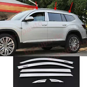 VW アトラス 2018-2023 クロームドアウィンドウバイザーベントシェード日雨ガード 6 個 For VW Atlas 2018-2023 chrome Door Window Visor Vent Shades Sun Rain Guard 6PCS 【並行輸入品】