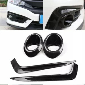 ホンダシビック 2019-2021 ABS カーボンファイバーフロントフォグランプ眉毛カバー 4 個 For Honda Civic 2019-2021 ABS carbon fiber front fog lamp eyebrow cover 4PCS 【並行輸入品】