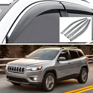 ジープチェロキー 2011-2021 ウィンドウベントサンバイザー/レインシールド 4 個 For Jeep Cherokee 2011-2021 window vent Sun visor/rain shield 4PCS 【並行輸入品】