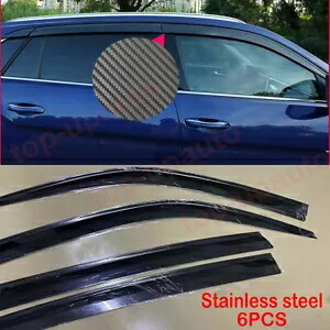 VW アトラスクロススポーツ 2020-22 カーボンファイバードアウィンドウバイザーレインガード 6 個 For VW Atlas Cross Sport 2020-22 Carbon fiber Door Window Visor Rain Guard 6PCS 【並行輸入品】
