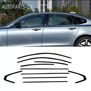 ボルボ S90 2017-2024 黒ステンレス鋼ウィンドウモールディングストリップカバートリム For Volvo S90 2017-2024 Black Stainless Steel Window Molding Strip Cover Trim 【並行輸入品】